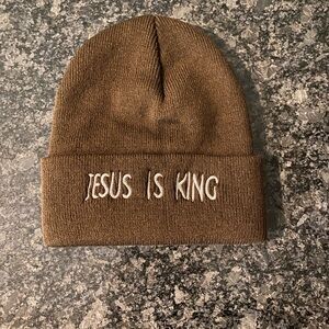 Embroidered Brown Beanie